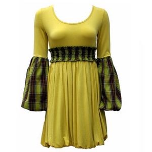 Nuvula Plaid Bell Sleeve Dress